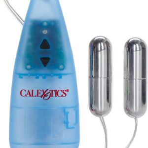 CalExotics Pocket Exotics Wired Double Slim Bullet Vibrator - Sex Toys for Couples - Adult Vibe Massager Eggs - Blue